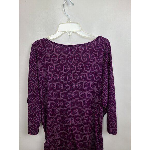 41Hawthorn Stitch Fix Womens Tunic Top Large Pink Navy Printed Dolman Ruched - Picture 6 of 6